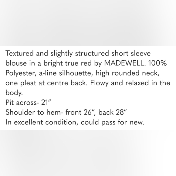MADEWELL Textured Red A-Line Short Sleeve Blouse - Picture 8 of 8